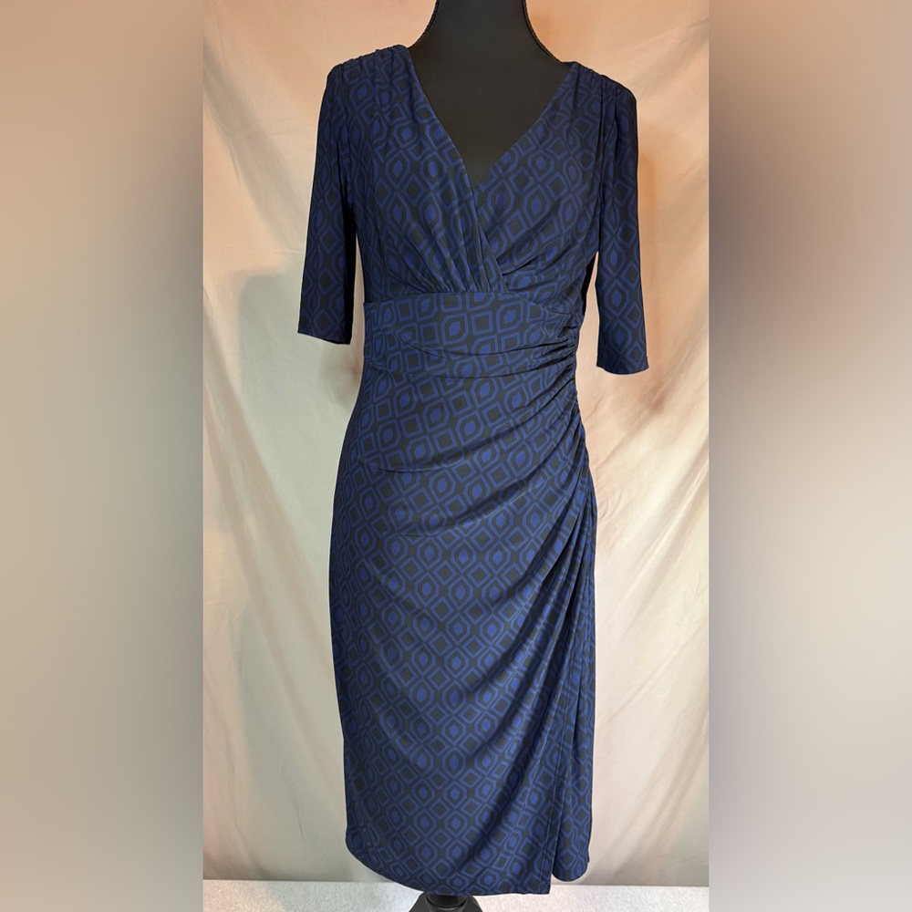 Lauren‎ Ralph Lauren Ruched Faux-Wrap Dress 💙🖤